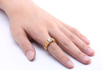 Load image into Gallery viewer, Wedding Band Ring 8mm Wide Gold Stainless Steel Cz Women Men Ginger Lyne - 10
