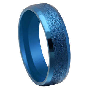 6mm Wedding Band Women Mens Blue Stainless Steel Ring by Ginger Lyne - 6mm Blue,11.5