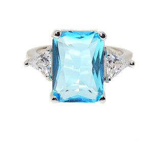 Myriam Statement Ring Created Emerald Blue Topaz Womens Ginger Lyne - 10
