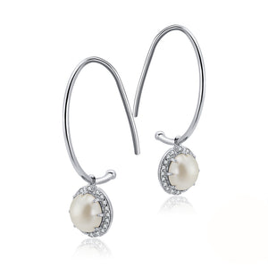 Drop Hook Earrings Sterling Silver Cz Gemstone Charm Women Ginger Lyne - Blue