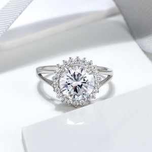 Halo Statement Engagement Cz Ring Sterling Silver Womens Ginger Lyne - 6