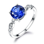 Load image into Gallery viewer, Created Blue Sapphire Engagement Ring for Women Sterling Silver Ginger Lyne Collection - 10
