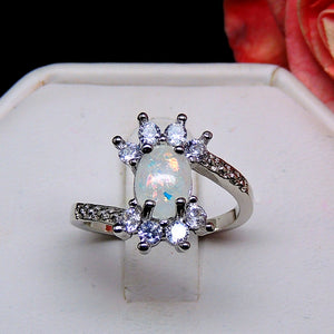 Zaire Statement Ring Created Fire Opal Clear CZ Womens Ginger Lyne - 10