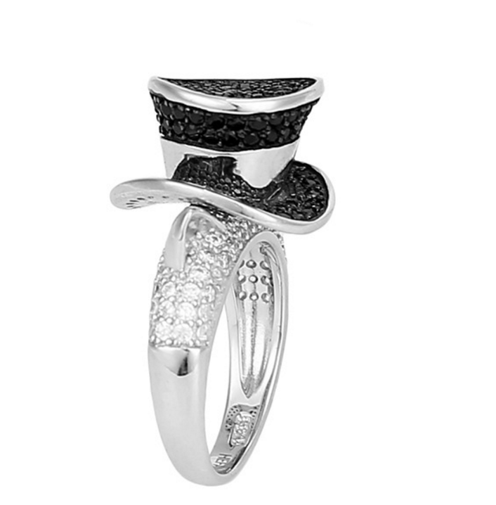 Tophat Cat Statement Ring Black Cz Plated Girls Ginger Lyne Collection - 10
