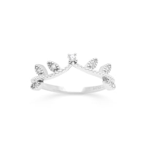 Leaf Band Sterling Silver Anniversary Wedding Ring Womens Ginger Lyne - 6