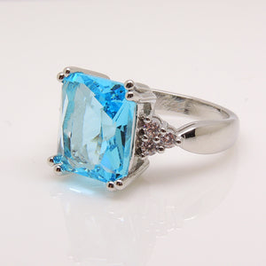 Bendi Ring Emerald Cut Blue Cubic Zirconia Women Statement Ginger Lyne - 10