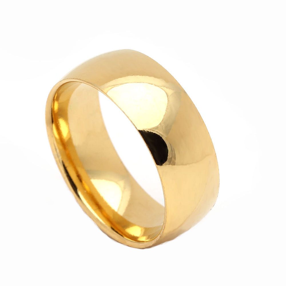 8mm Wedding Band Ring Mens or Womens Gold Stainless Steel Ginger Lyne - 12