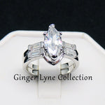 Load image into Gallery viewer, Nicole Bridal Set Marquise Baguette Cz Ring Band Womens Ginger Lyne - Silver,10
