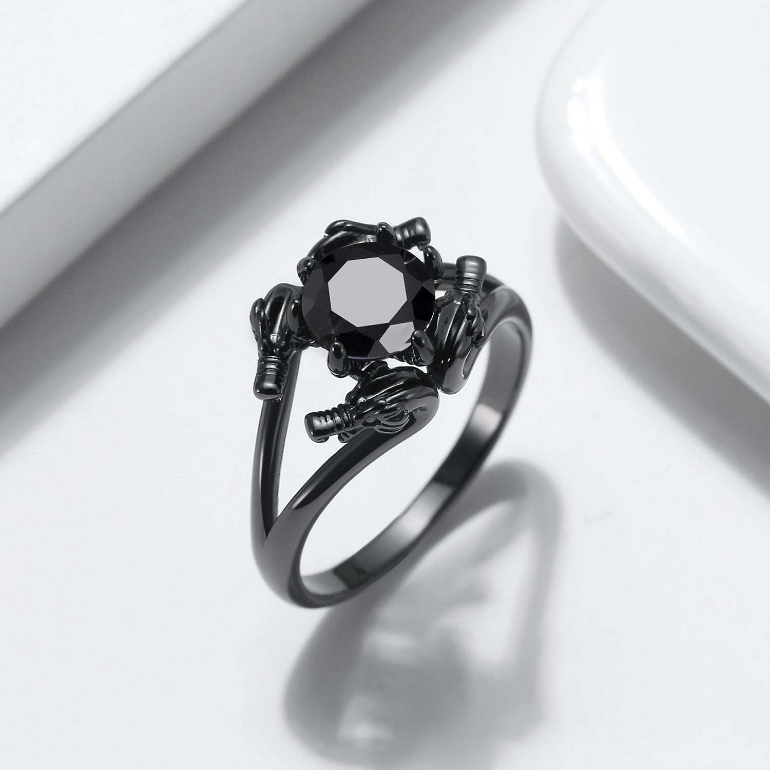 Dragon Ring Gothic Solitaire Cz Black Engagement Ring Girl Ginger Lyne Collection - black,10
