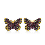 Load image into Gallery viewer, Butterfly Stud Earrings Cubic Zirconia Women Ginger Lyne Collection - Purple

