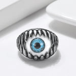 Load image into Gallery viewer, Evil Eye Eyeball Ring Stainless Steel Blue Men Women Biker Ginger Lyne - Blue,10
