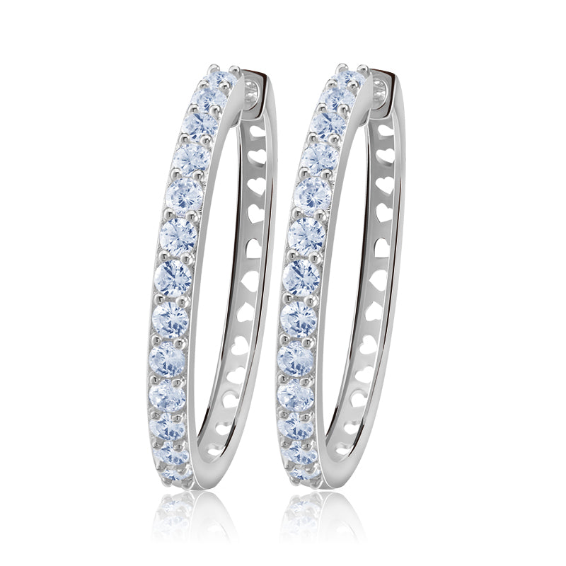 Hoop Earrings White Gold Plated Clear Cubic Zirconia Womens Ginger Lyne - Silver