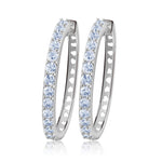 Load image into Gallery viewer, Hoop Earrings White Gold Plated Clear Cubic Zirconia Womens Ginger Lyne - Silver
