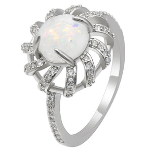 Mckayla Statement Ring Created Fire Opal Clear Cz Womens Ginger Lyne - 7