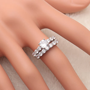 Carla Bridal Set Sterling Silver Women Engagement Ring Band Ginger Lyne Collection - 6