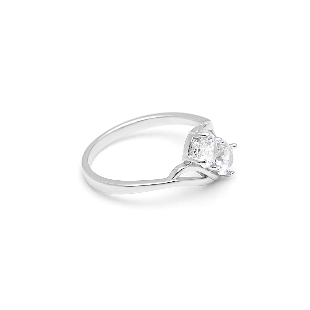 Giulia Engagement Ring Sterling Silver Cz 2 Stone Womens Ginger Lyne - 5