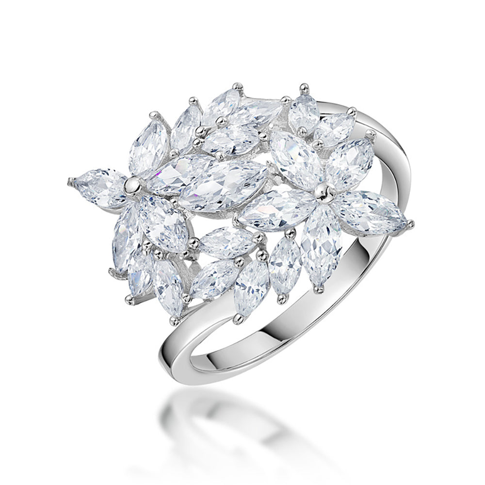 Shai Lynn Engagement Ring Marquise Flower Silver Cz Womens Ginger Lyne - 10
