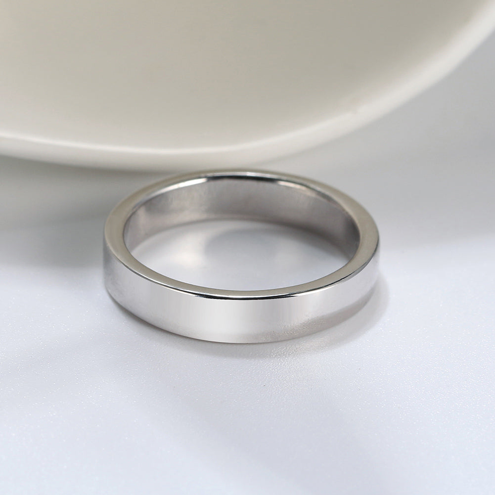 Wedding Band Ring for Men or Women Plain 4mm Sterling Silver Ginger Lyne Collection - 6