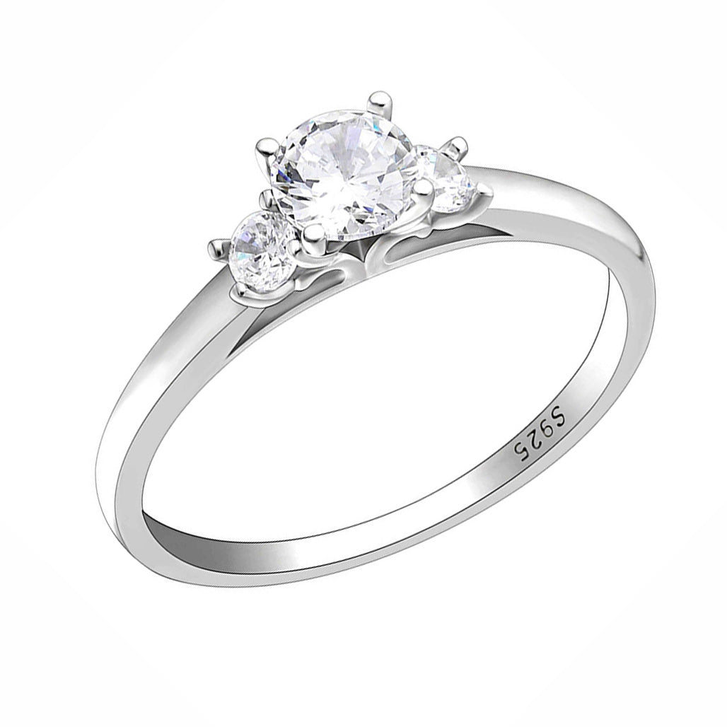 Nina Engagement Ring Womens Sterling Silver 3 Stone Cz Ginger Lyne Collection - 10