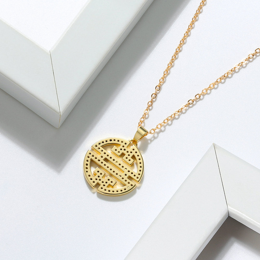 Flower Window Pattern Pendant Necklace Cz Women Ginger Lyne Collection - Gold