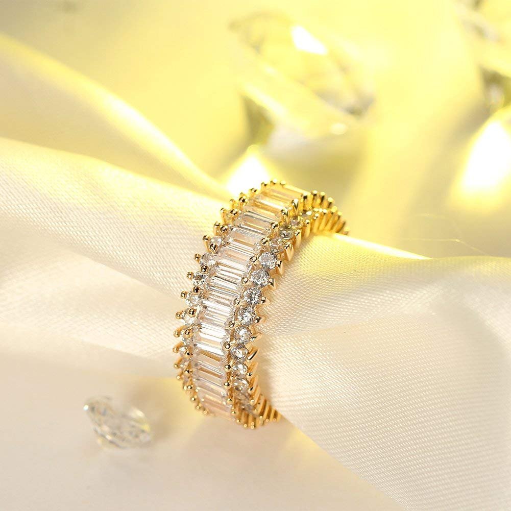 Eternity Wedding Band Ring for Women Baguette Cz Gold Plated Ginger Lyne Collection - 6