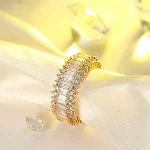 Eternity Wedding Band Ring Baguette Cz Gold Plated Womens Ginger Lyne - 6