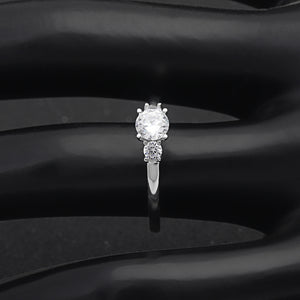 Nina Engagement Ring Womens Sterling Silver 3 Stone Cz Ginger Lyne - 10