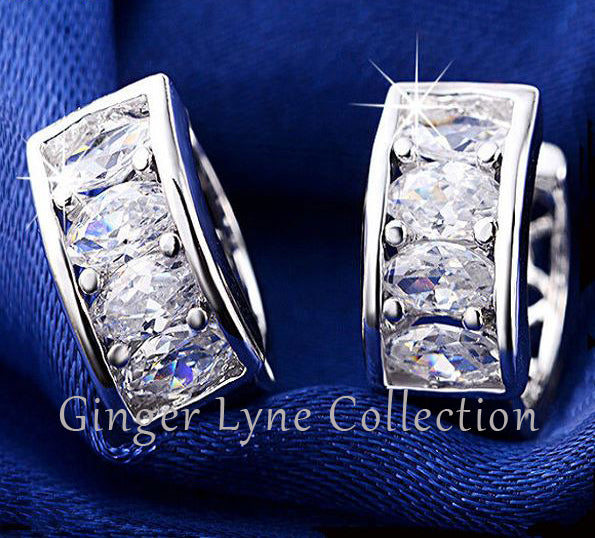Small Hoop Earrings for Women Marquise Cut Cubic Zirconia Ginger Lyne Collection - Gold