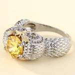 Load image into Gallery viewer, Owl Statement Ring Yellow White Gold Pl Cz Teacher Women Ginger Lyne - 10
