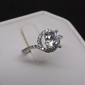 Johanna Engagement Ring Solitaire Halo Sterling Silver Women Ginger Lyne - 5