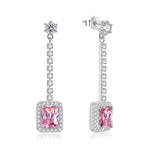Load image into Gallery viewer, Halo Dangle Earrings Sterling Silver Pink Clear CZ Womens Ginger Lyne - Pink
