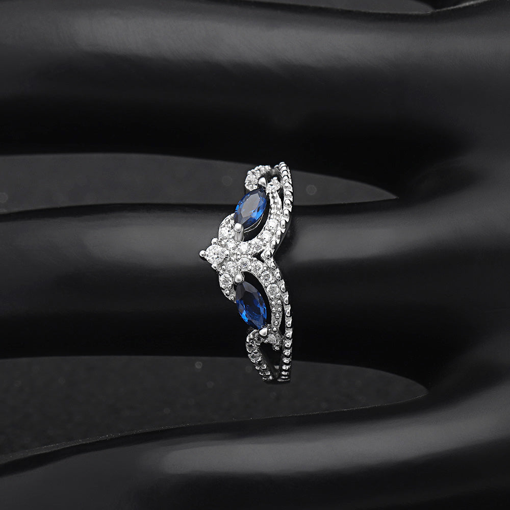 Ansley Anniversary Ring Sterling Silver Blue Cubic Zirconia Ginger Lyne Collection - 11