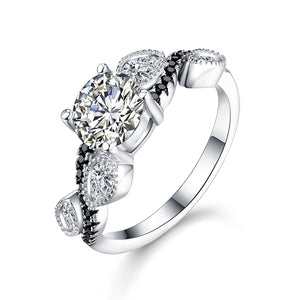 Norah Engagement Ring Sterling Silver Black Zirconia Women Ginger Lyne - 8