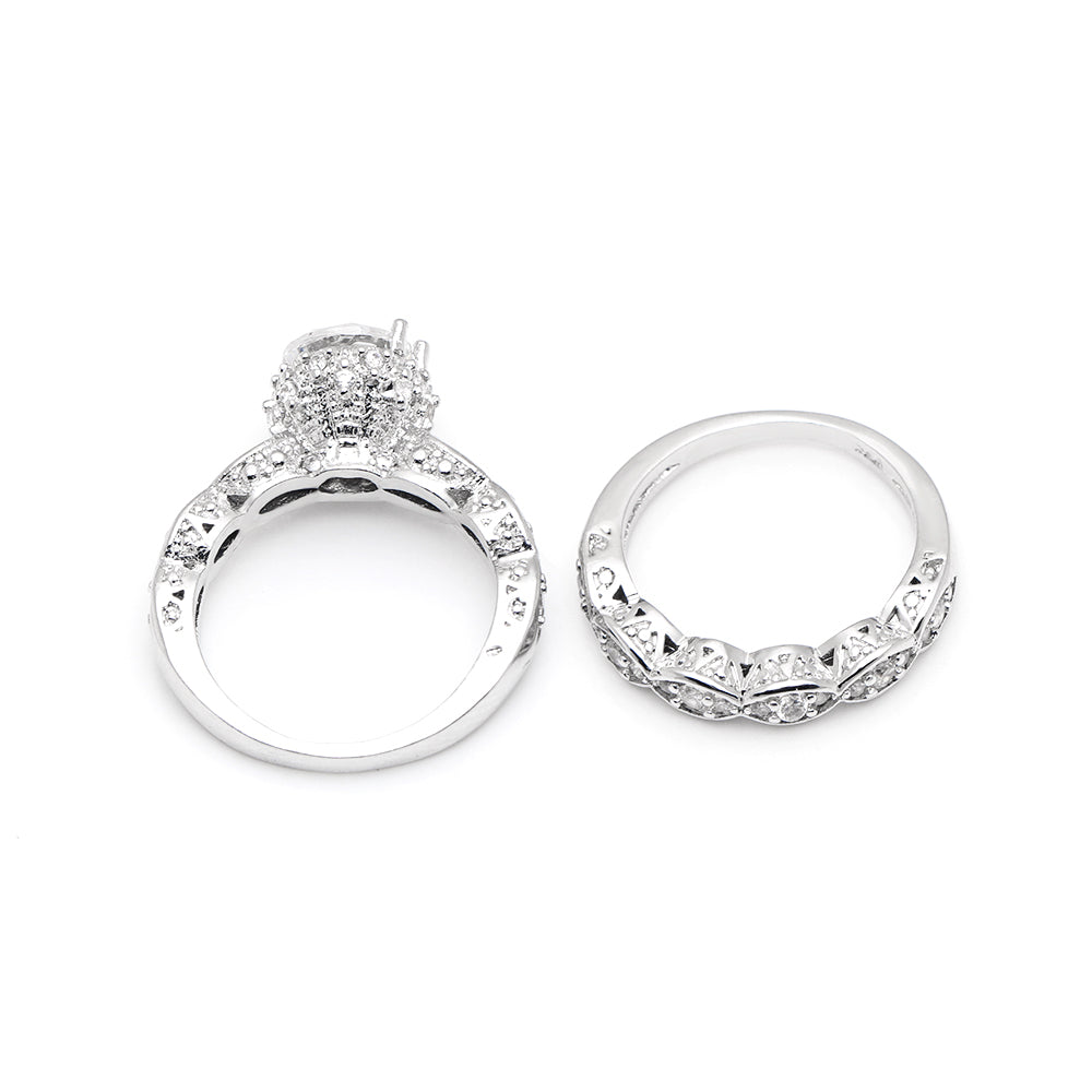 Nickie Bridal Set Engagement Ring Wedding Band Cz Womens Ginger Lyne Collection - 10