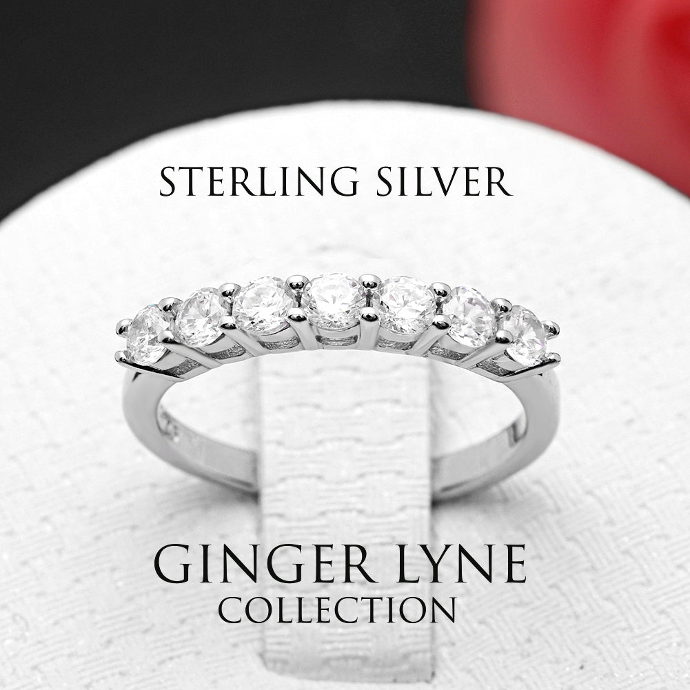 Carla Anniversary Wedding Band Ring Sterling Silver Women Ginger Lyne - 6