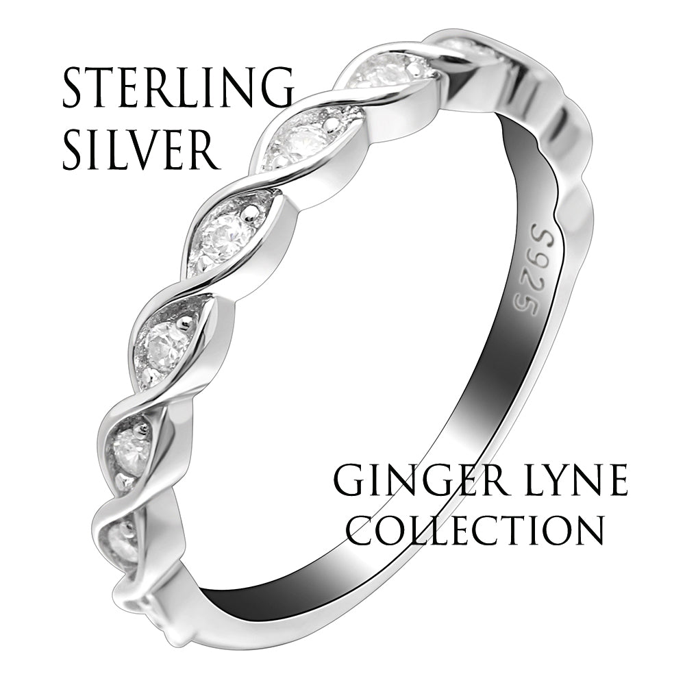 Shanti Anniversary Band Ring Sterling Silver Twist Cz Womens Ginger Lyne - 5
