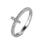 Load image into Gallery viewer, Cross Ring Religion Women White Gold Plated Cubic Zirconia Ginger Lyne - 7
