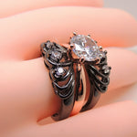Load image into Gallery viewer, Cordelia Bridal Set Solitaire 3pc Black Rose Cz Engagement Ginger Lyne - 11
