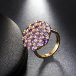 Load image into Gallery viewer, Womens Statement Ring Purple Clear Cz Rose Gold Plated Ginger Lyne - 6
