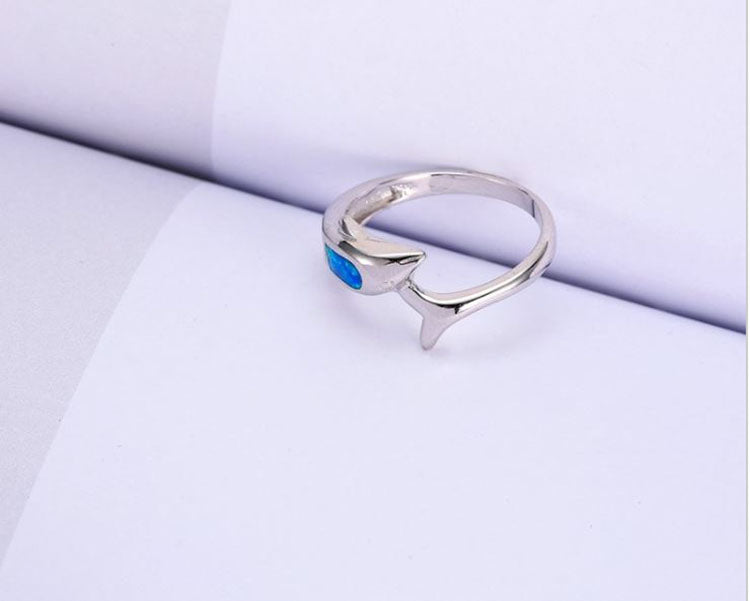 Dolphin Fire Opal Ring White Gold Plated Womens Ginger Lyne Collection - 10