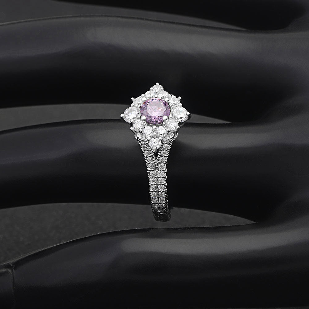 Selena Engagement Ring Sterling Silver Purple Cz Womens Ginger Lyne - Purple,10