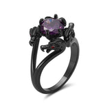 Load image into Gallery viewer, Dragon Ring Gothic Solitaire Cz Black Engagement Ring Girl Ginger Lyne Collection - Purple,9
