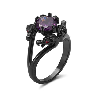 Dragon Ring Gothic Solitaire Cz Black Engagement Ring Girl Ginger Lyne Collection - Purple,9