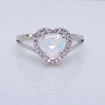 Load image into Gallery viewer, Jersey Promise Ring Heart Shape Fire Opal Clear Cz Womens Ginger Lyne - 10
