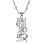 Load image into Gallery viewer, Kitten Cat Pendant Necklace Clear Cubic Zirconia Womens Ginger Lyne - clear
