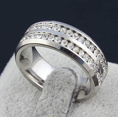 Two Row Wedding Band Ring Cz Eternity Men Women Ginger Lyne Collection - 8
