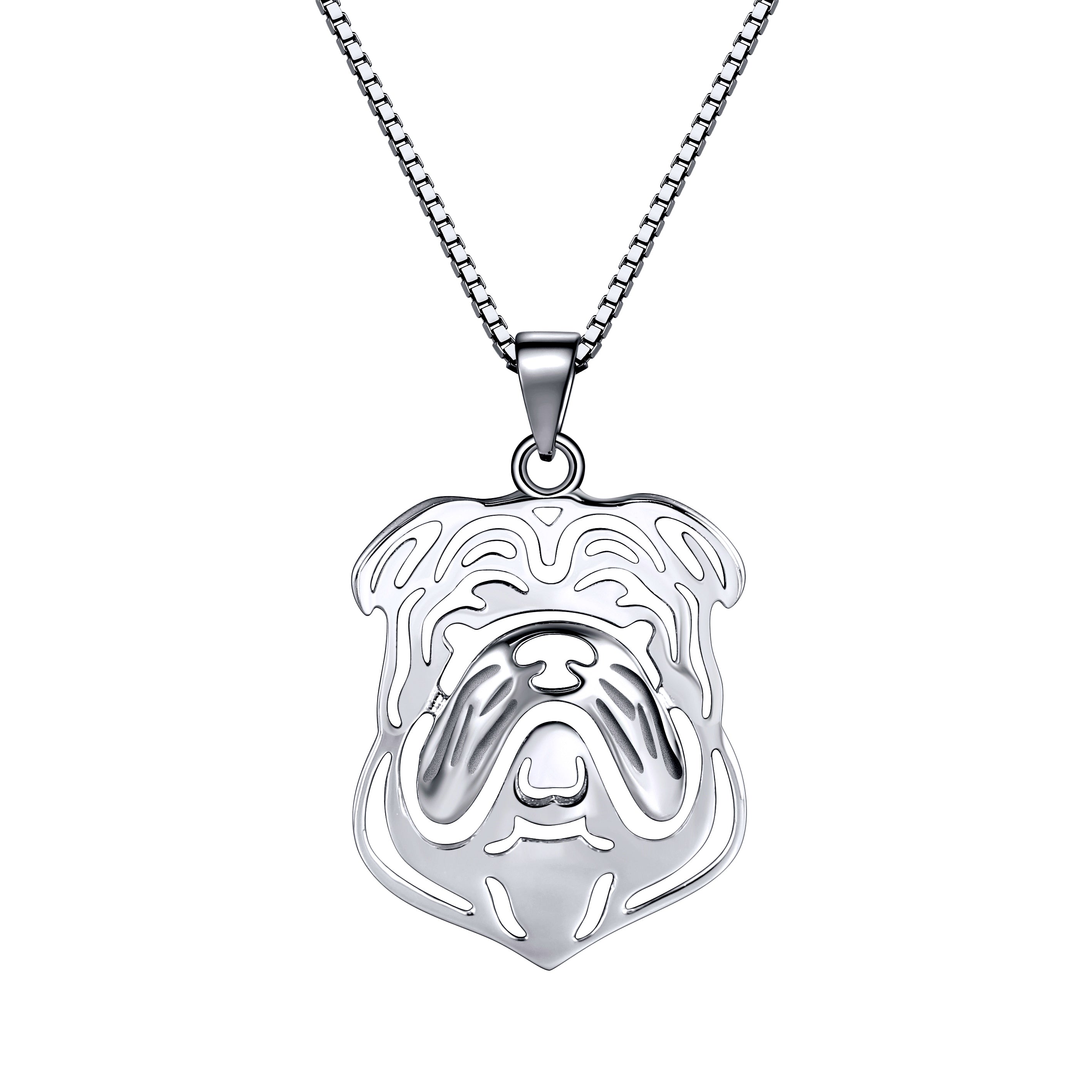 Bulldog Sterling Silver Dog Pendant Necklace Women Ginger Lyne Collection - Necklace