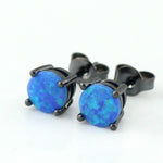 Load image into Gallery viewer, Blue Fire Opal Stud Earrings for Women Black Plated Ginger Lyne Collection - Black/Blue
