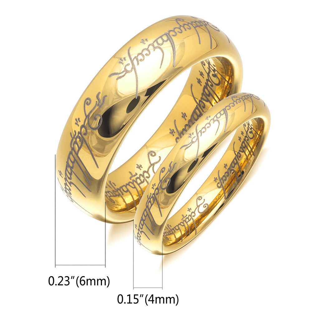 Gold Tungsten Carbide Wedding Band 4mm Men Women One Ring Ginger Lyne - 4mm Gold,10
