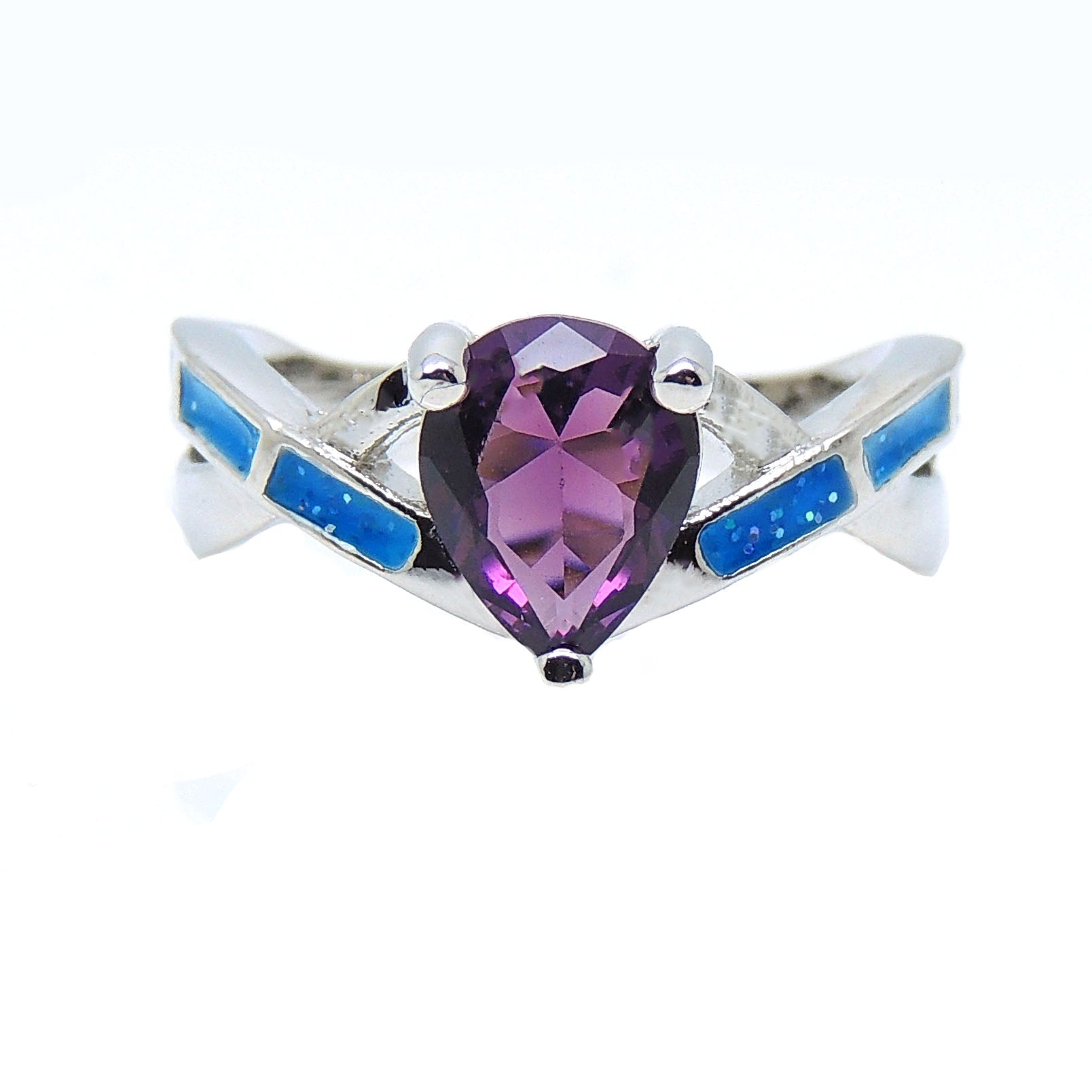 Bonnie Ring Purple Pear Blue Fire Opal Cubic Zirconia Women Ginger Lyne - 9